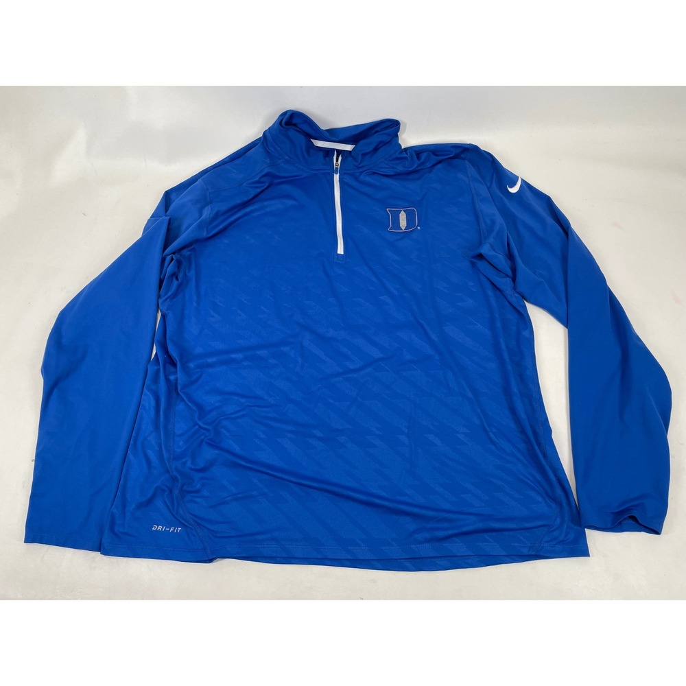 Nike Duke Blue Devils Dri-FIT Quarter‎ Zip Pullover Mens 2XL Blue Tonal Stripe